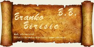 Branko Birišić vizit kartica